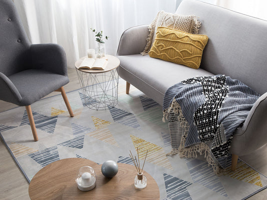 Teppich grau-gelb 160 x 230 cm Dreieck-Motiv Kurzflor YAYLA
