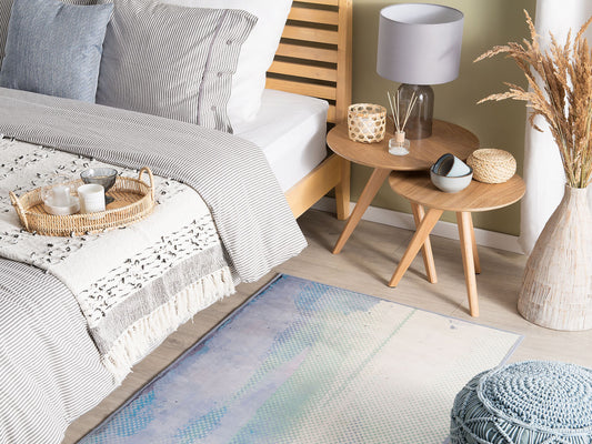 Teppich blau-grün 80 x 150 cm Flecken-Motiv Kurzflor SUSUZ