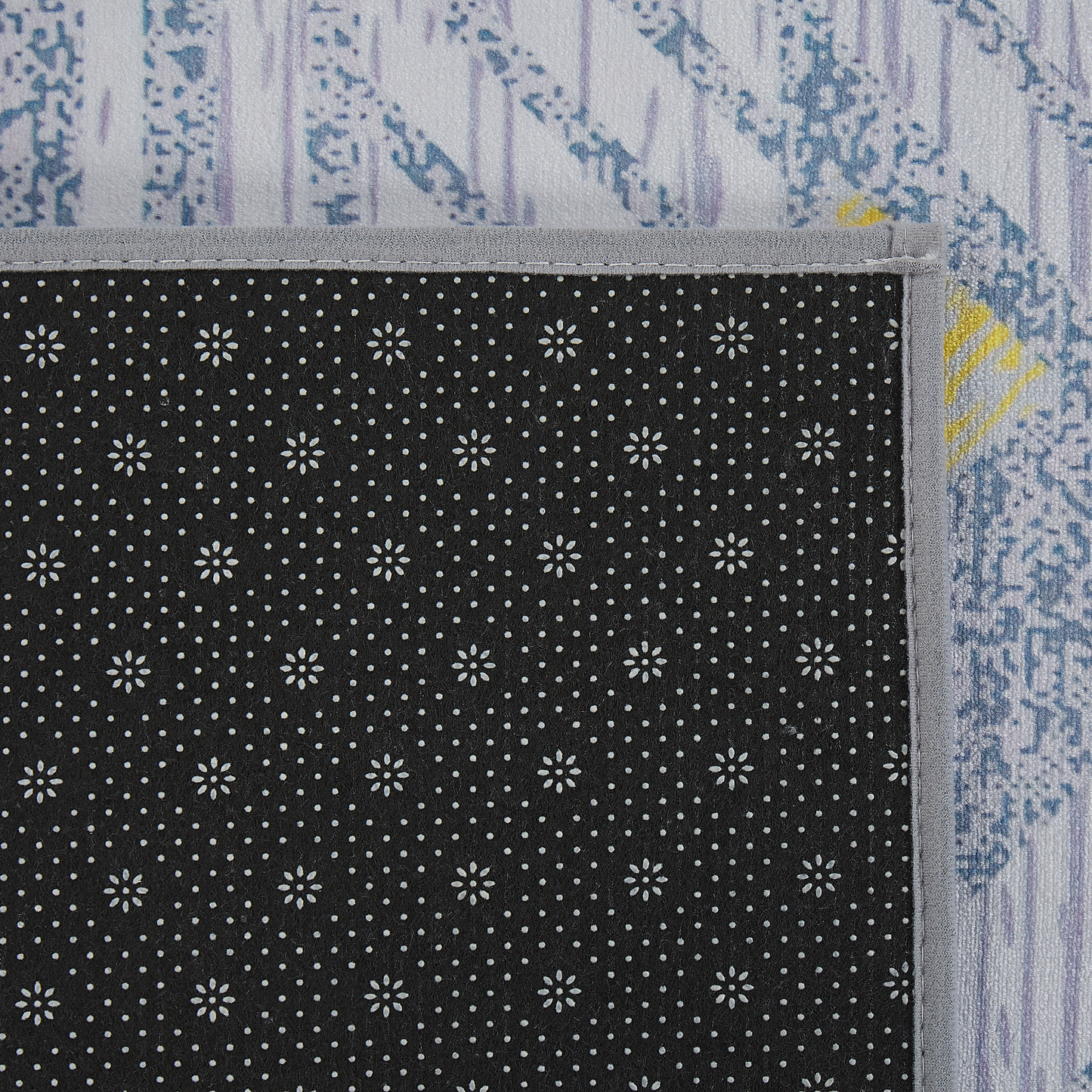 Teppich grau-gelb 80 x 150 cm geometrisches Muster Kurzflor KARGI