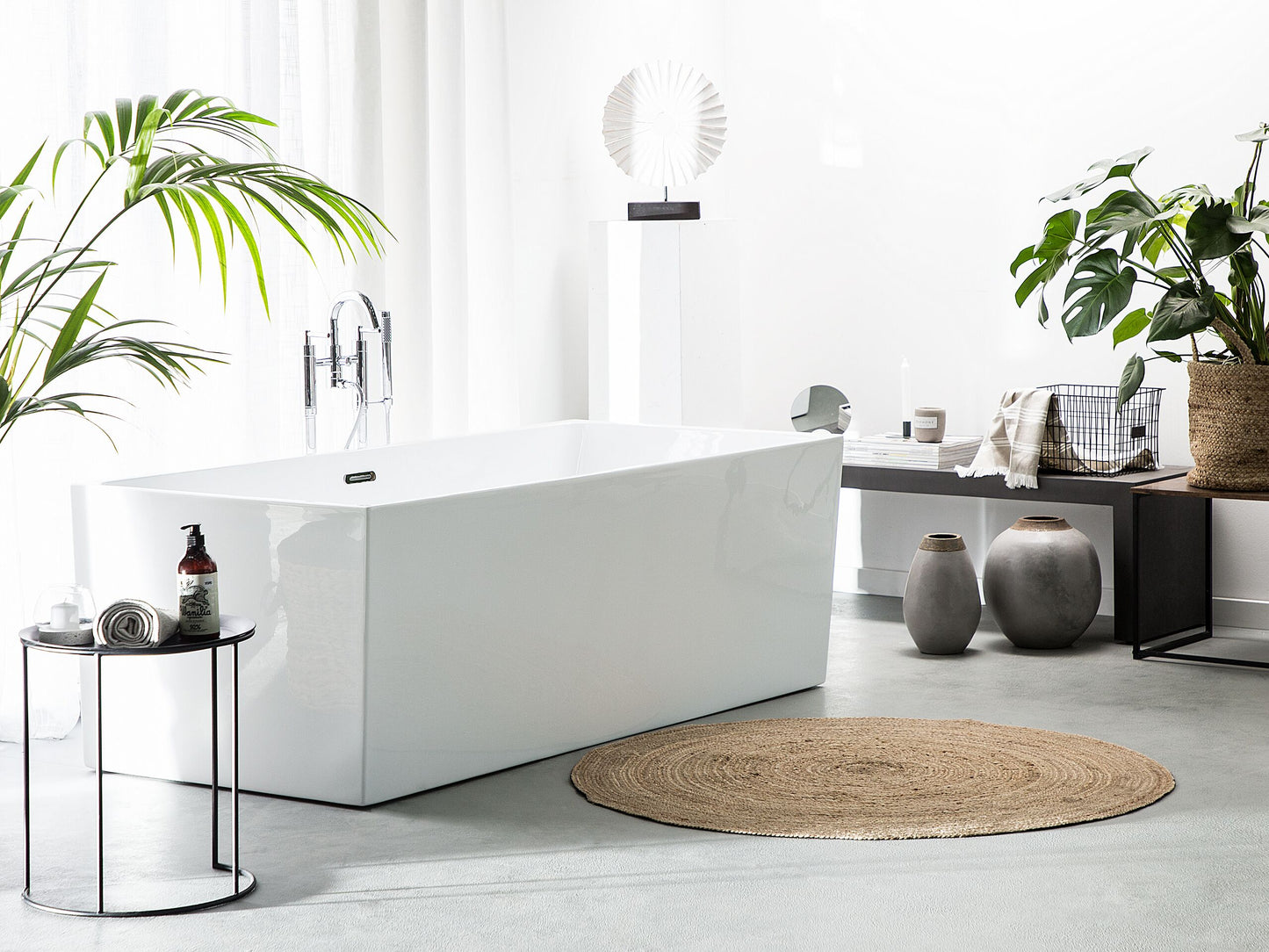 Badewanne freistehend weiss rechteckig 170 x 81 cm RIOS