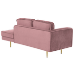 Chaiselongue Samtstoff rosa linksseitig MIRAMAS