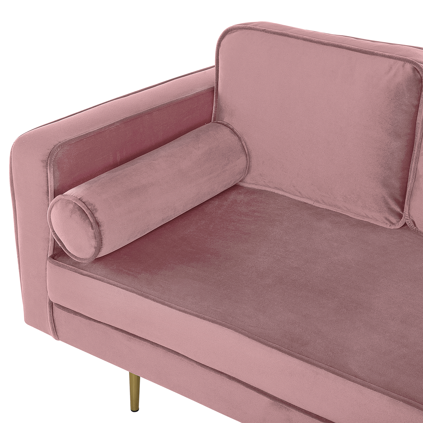 Chaiselongue Samtstoff rosa linksseitig MIRAMAS