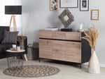 Sideboard heller Holzfarbton / schwarz 3 Schränke 3 Schubladen SYDNEY