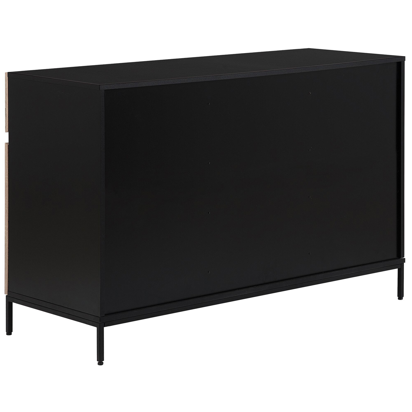 Sideboard heller Holzfarbton / schwarz 3 Schränke 3 Schubladen SYDNEY