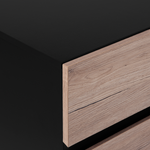 Sideboard heller Holzfarbton / schwarz 3 Schränke 3 Schubladen SYDNEY