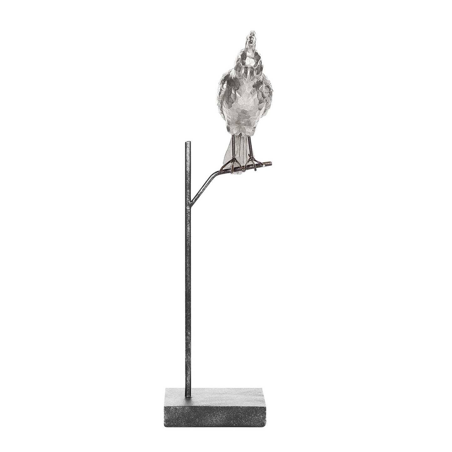 Dekofigur Kunstharz silber / schwarz Papagei 50 cm COCKATOO