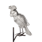 Dekofigur Kunstharz silber / schwarz Papagei 50 cm COCKATOO