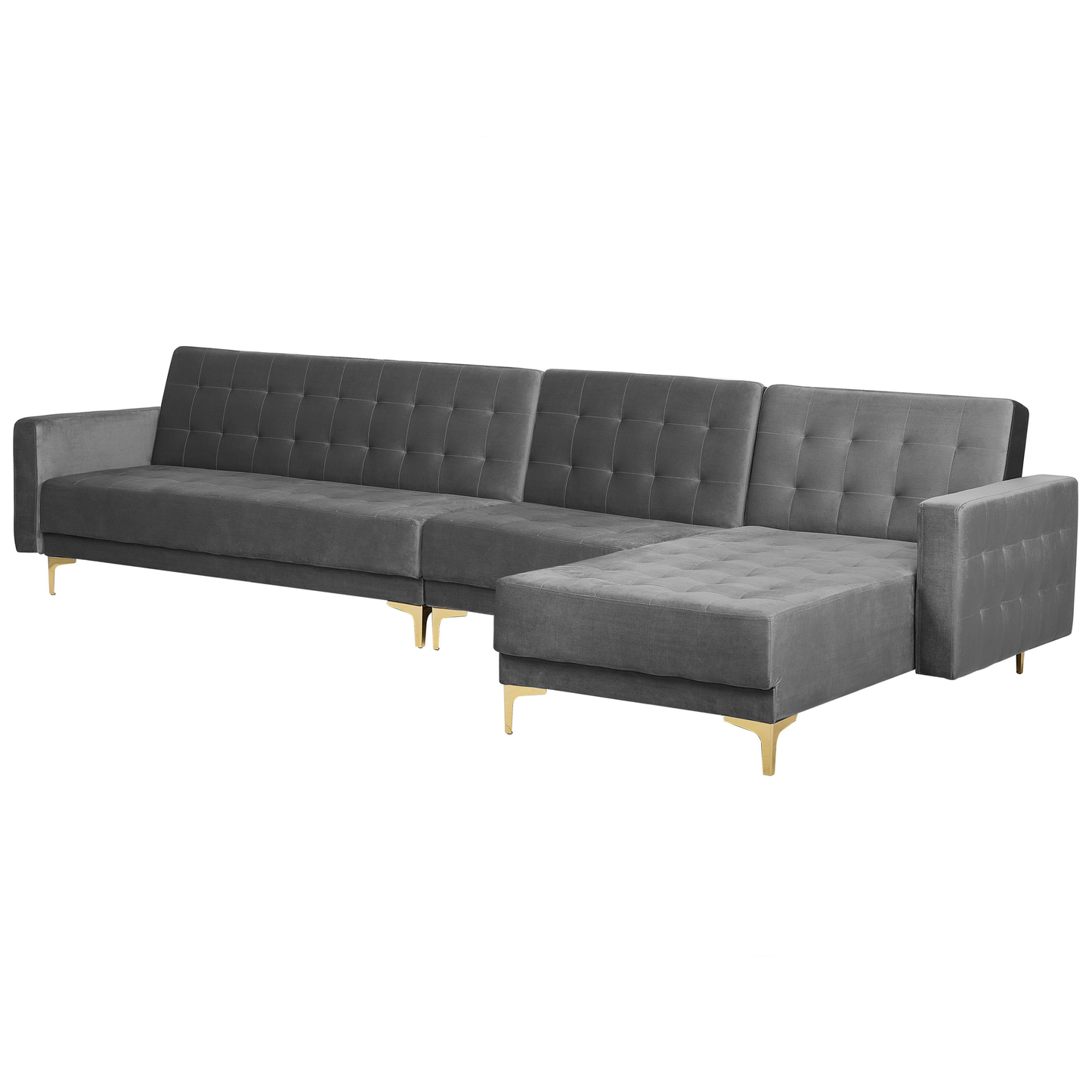 Modulsofa Samtstoff Schlaffunktion grau linksseitig ABERDEEN