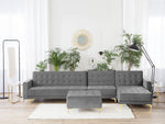 Modulsofa Samtstoff Schlaffunktion grau linksseitig Ottomane ABERDEEN