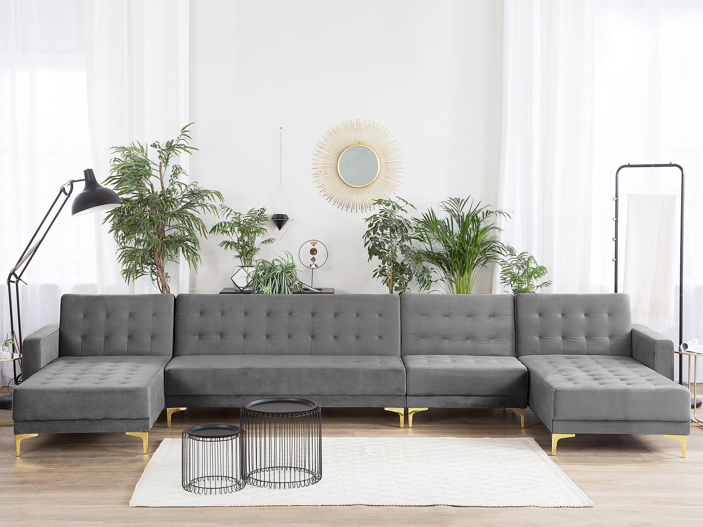 Wohnlandschaft Samtstoff Universal Grau ABERDEEN