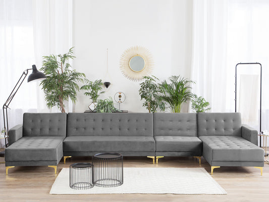 Wohnlandschaft Samtstoff Universal Grau ABERDEEN