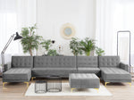 Wohnlandschaft mit Ottomane Samtstoff Symmetrisch Grau ABERDEEN