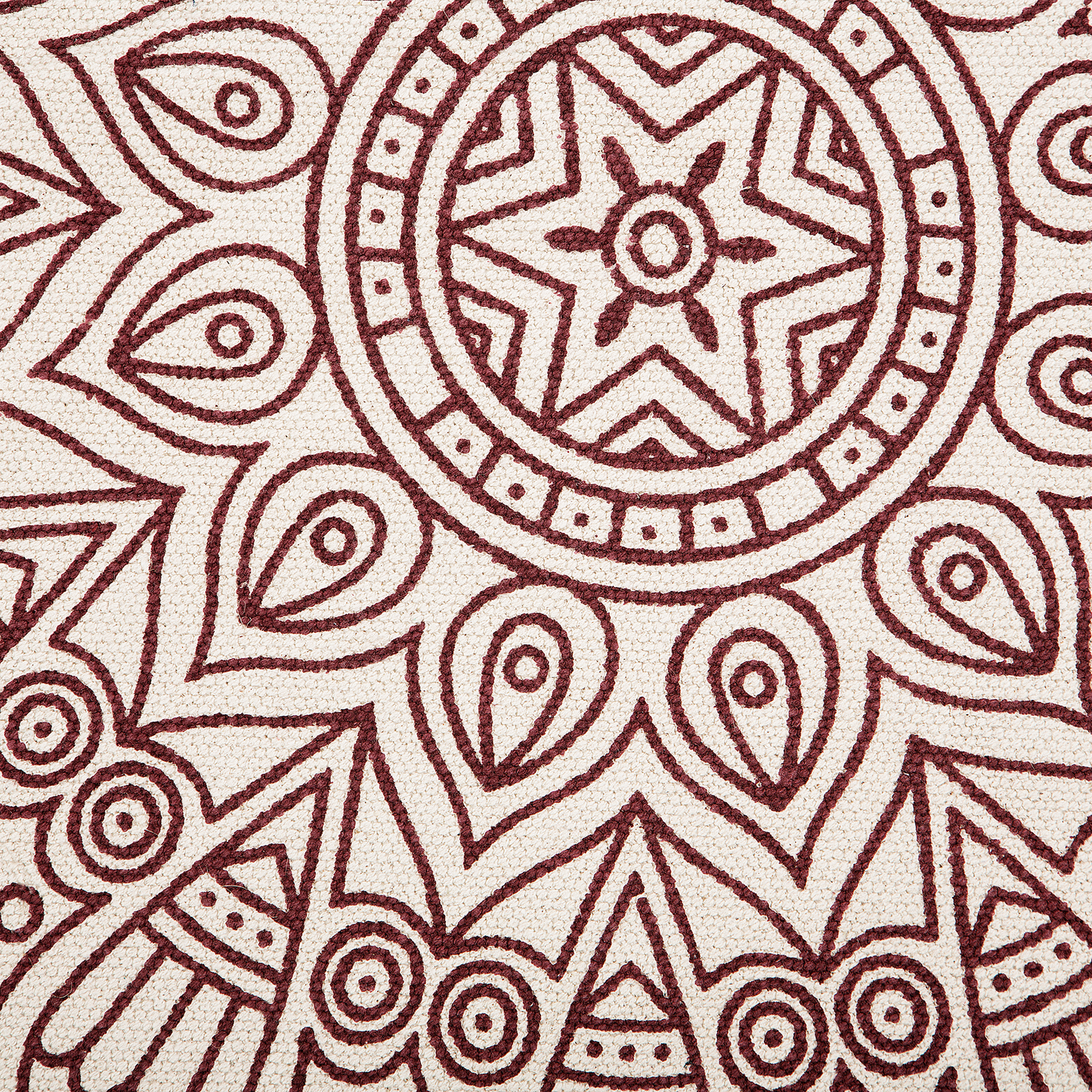 Teppich Baumwolle creme / rot ø 120 cm Mandala-Muster Kurzflor AYAKLI