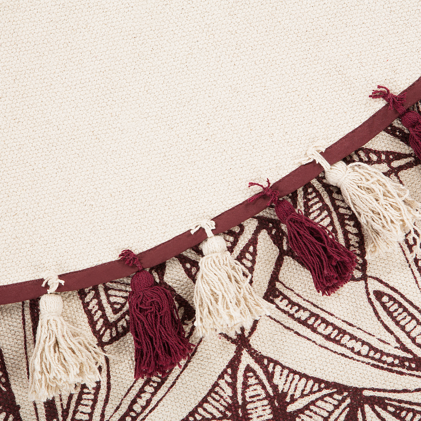 Teppich Baumwolle creme / rot ø 120 cm Mandala-Muster Kurzflor OLTU