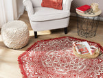 Teppich Baumwolle rot / creme ø 120 cm Mandala-Muster achteckig Kurzflor MEZITILI