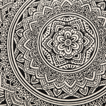 Teppich Baumwolle schwarz / creme ø 120 cm Mandala-Muster Kurzflor HIZAN