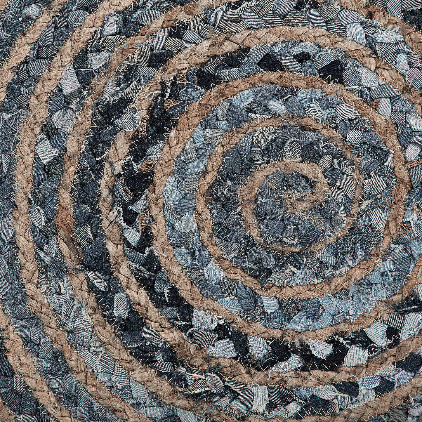 Teppich blau / beige ø 120 cm Patchwork Kurzflor MASLAK