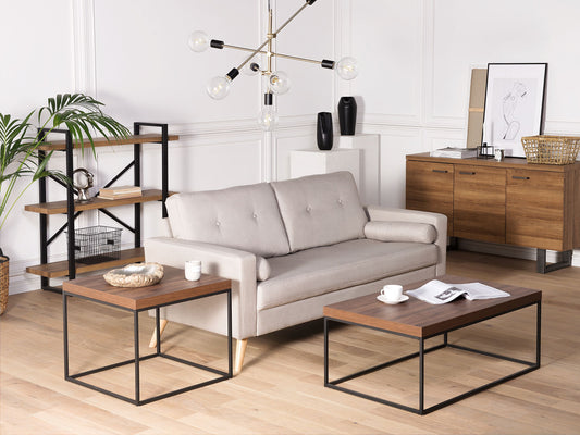Couchtisch dunkler Holzfarbton / schwarz rechteckig 100 x 60 x 40 cm DELANO