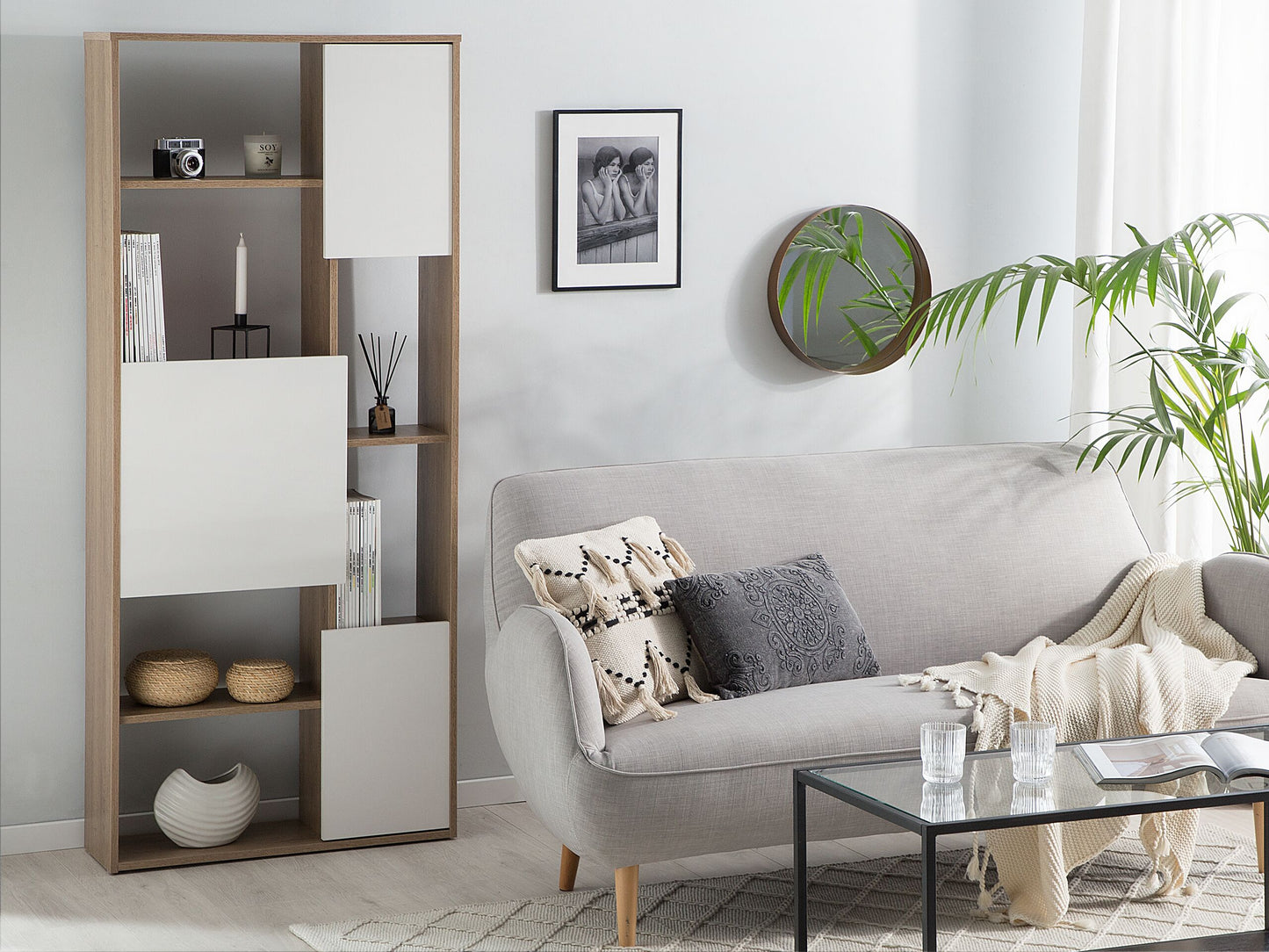 Bücherschrank GRADA 175 cm Dunkelbraun / Weiss