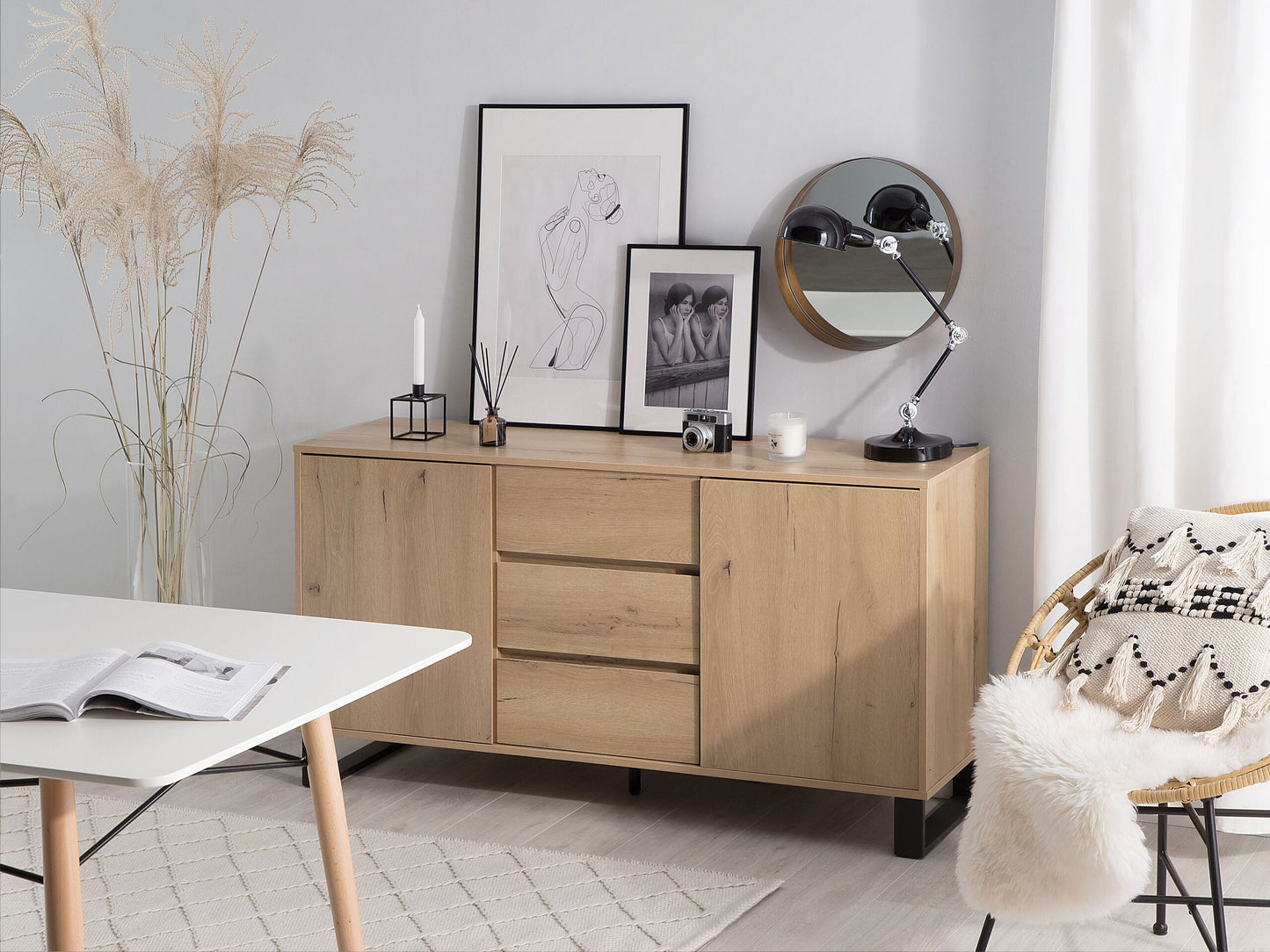 Sideboard mit 2 Türen ELDA 76 cm Hellbraun