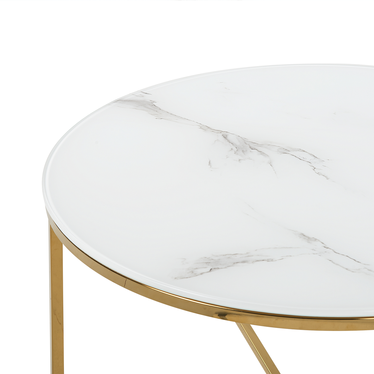 Couchtisch Marmor Optik weiss / gold ⌀ 70 cm QUINCY