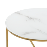 Couchtisch Marmor Optik weiss / gold ⌀ 70 cm QUINCY