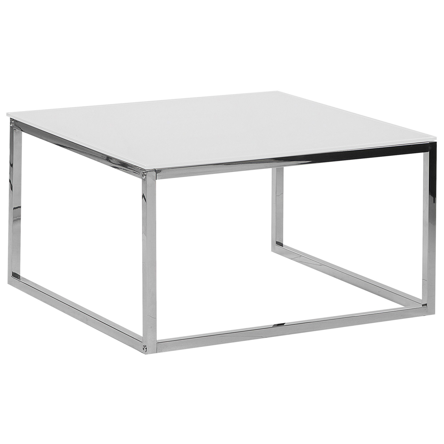 Couchtisch 2er Set Glas weiss / silber quadratisch BREA