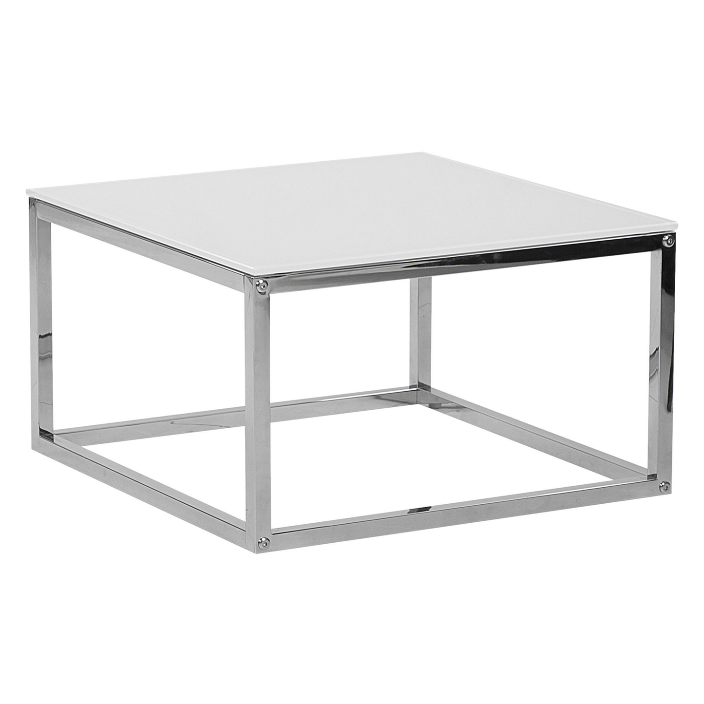 Couchtisch 2er Set Glas weiss / silber quadratisch BREA