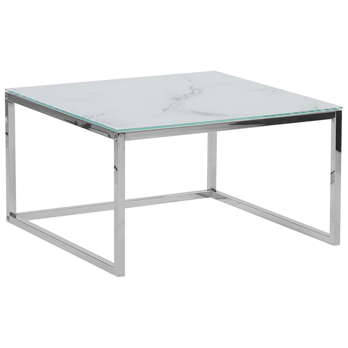 Couchtisch 2er Set Glas Marmor Optik weiss / silber quadratisch BREA