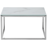 Couchtisch 2er Set Glas Marmor Optik weiss / silber quadratisch BREA