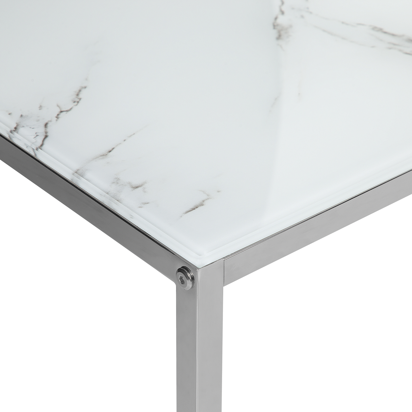 Couchtisch 2er Set Glas Marmor Optik weiss / silber quadratisch BREA