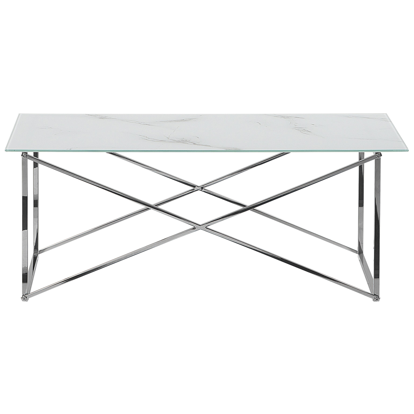Couchtisch Marmor Optik weiss / silber rechteckig 100 x 50 cm EMPORIA