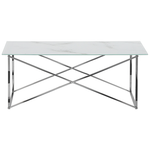 Couchtisch Marmor Optik weiss / silber rechteckig 100 x 50 cm EMPORIA