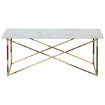 Couchtisch Marmor Optik weiss / gold 100 x 50 cm EMPORIA