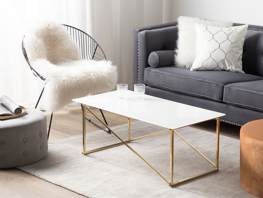 Couchtisch weiss / gold rechteckig 100 x 50 cm EMPORIA