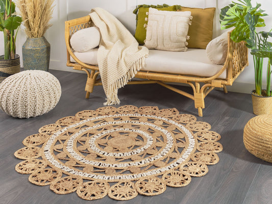 Teppich Jute beige ⌀ 140 cm Kurzflor LALELI