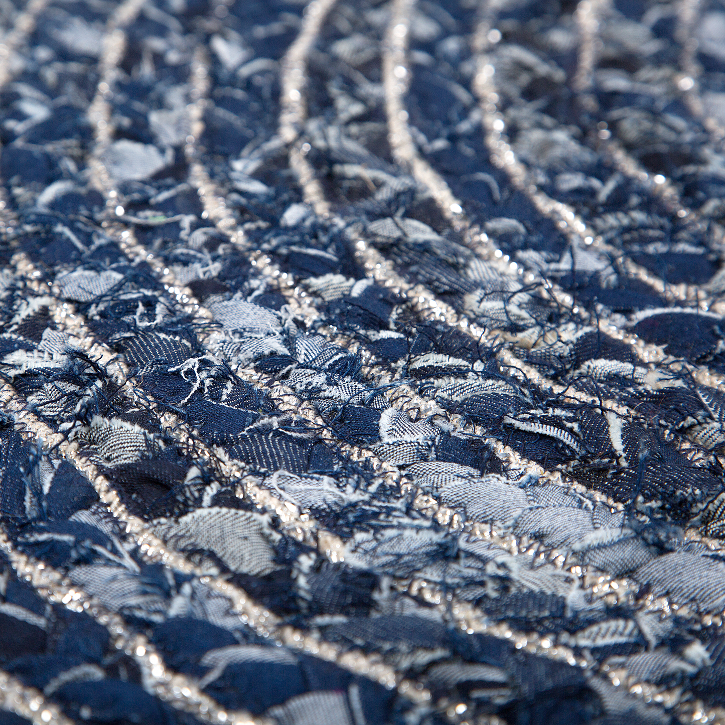 Teppich Baumwolle dunkelblau ⌀ 140 cm Jeans Optik Kurzflor BULUCA