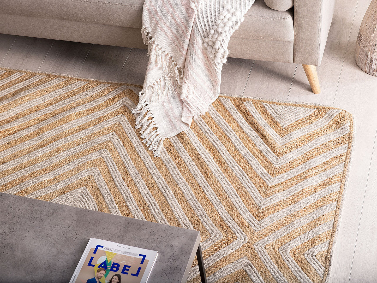 Teppich Jute-Baumwolle beige 140 x 200 cm Kurzflor PIRLI
