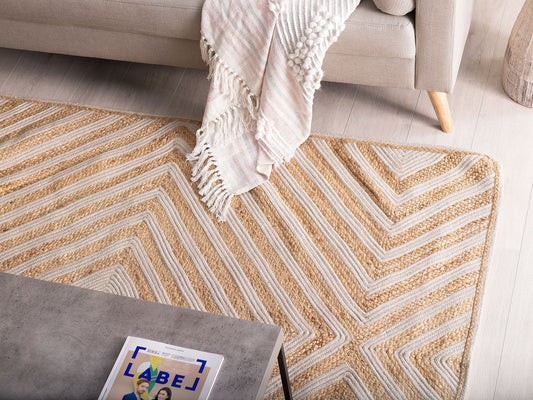 Teppich Jute-Baumwolle beige 140 x 200 cm Kurzflor PIRLI