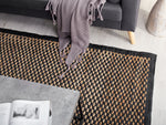 Teppich Leder schwarz / beige 140 x 200 cm kariertes Muster Kurzflor GERCE II