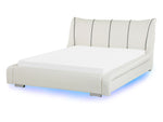 Wasserbett mit LED Echtleder NANTES 140 x 200 cm Cremeweiss