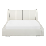 Wasserbett mit LED Echtleder NANTES 140 x 200 cm Cremeweiss