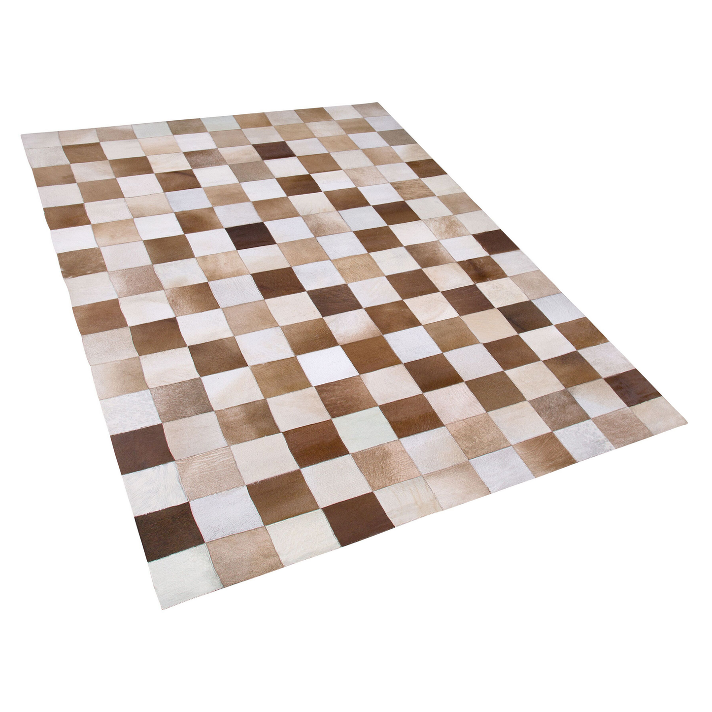 Teppich Kuhfell braun / beige 140 x 200 cm Patchwork Kurzflor SOLMAZ