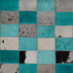 Teppich Leder türkis / grau 140 x 200 cm Patchwork Kurzflor NIKFER