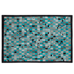 Teppich Leder türkis / grau 160 x 230 cm Patchwork Kurzflor NIKFER
