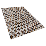 Teppich Leder braun / grau 140 x 200 cm Patchwork Kurzflor TUGLU