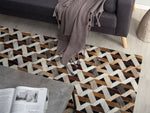 Teppich Leder braun / grau 160 x 230 cm Patchwork Kurzflor TUGLU