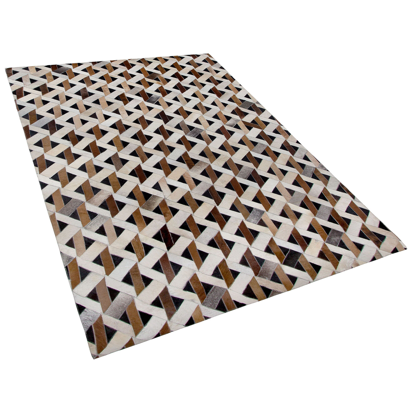 Teppich Leder braun / grau 160 x 230 cm Patchwork Kurzflor TUGLU