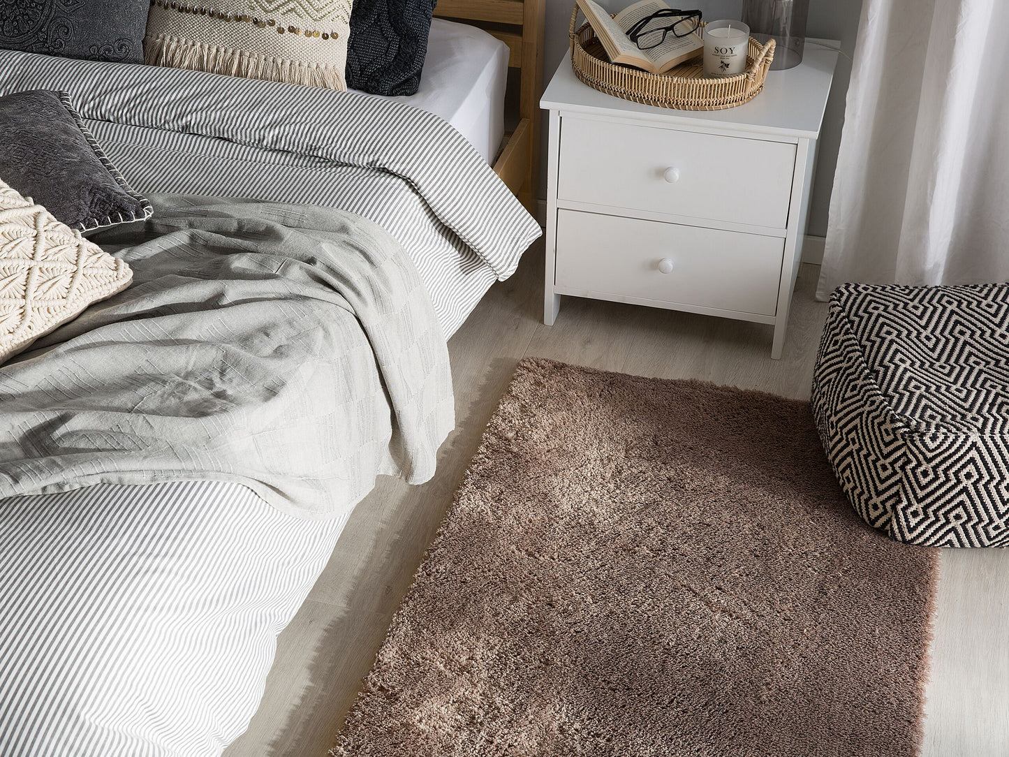 Teppich hellbraun 80 x 150  cm Shaggy EVREN