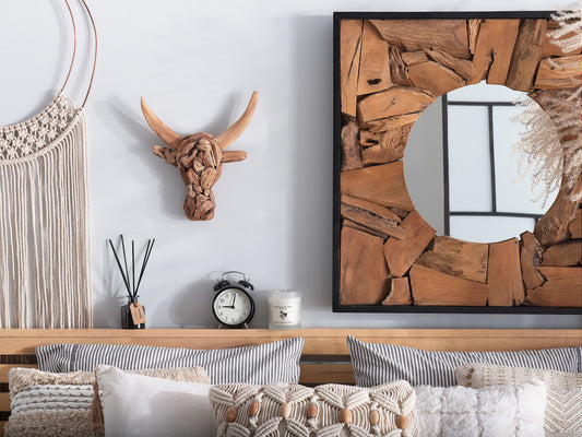 Wandfigur Stier BULL HEAD Holz 34 cm Braun